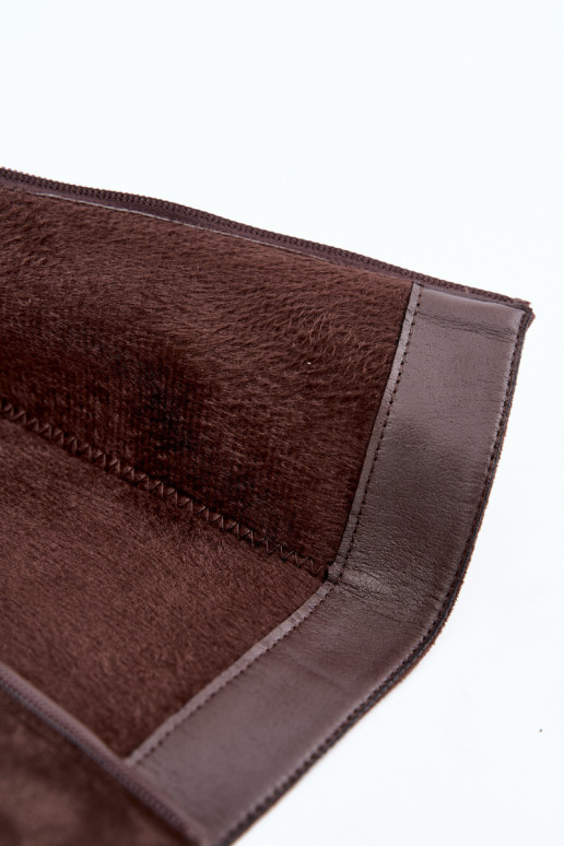 Botas altas para mujer con tacón bajo en chocolate Feretta