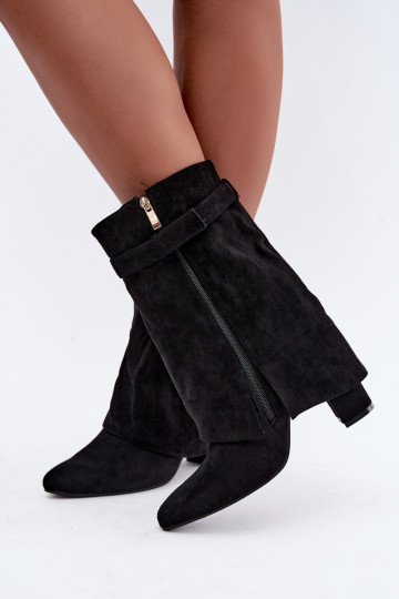 Botines cálidos para mujer con tacones decorados en negro Luvielle 2