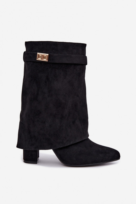 Botines cálidos para mujer con tacones decorados en negro Luvielle