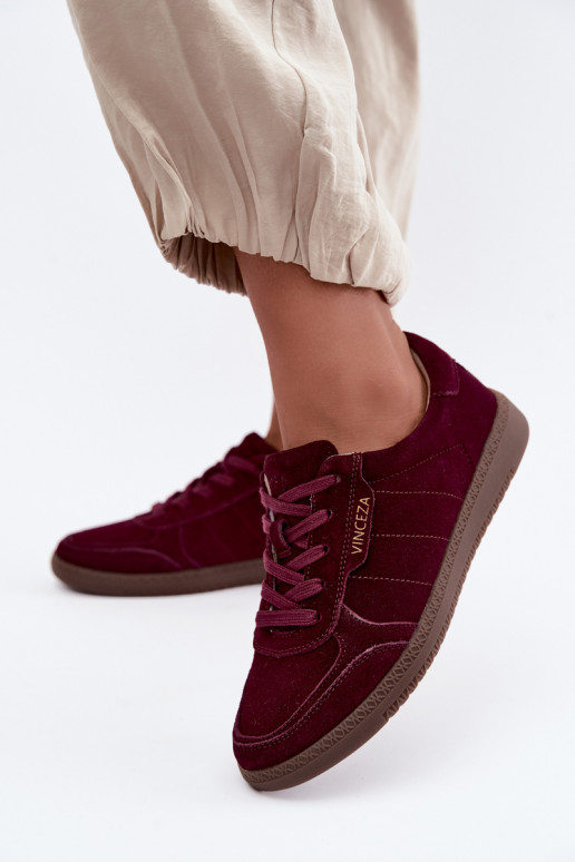 Zapatillas de mujer de ante burdeos Vinceza 79635