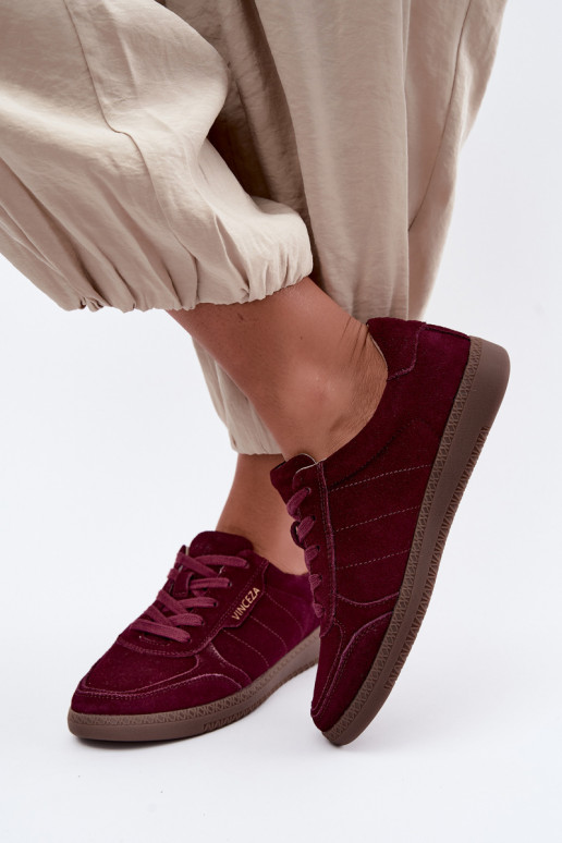 Zapatillas de mujer de ante burdeos Vinceza 79635