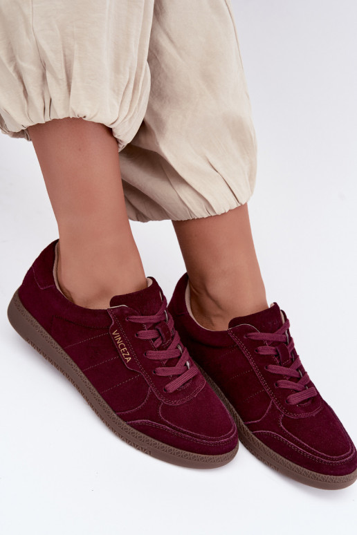 Zapatillas de mujer de ante burdeos Vinceza 79635