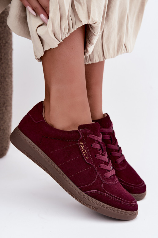 Zapatillas de mujer de ante burdeos Vinceza 79635