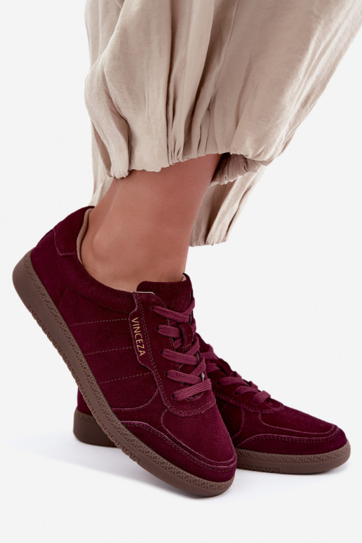 Zapatillas de mujer de ante burdeos Vinceza 79635