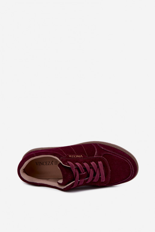 Zapatillas de mujer de ante burdeos Vinceza 79635