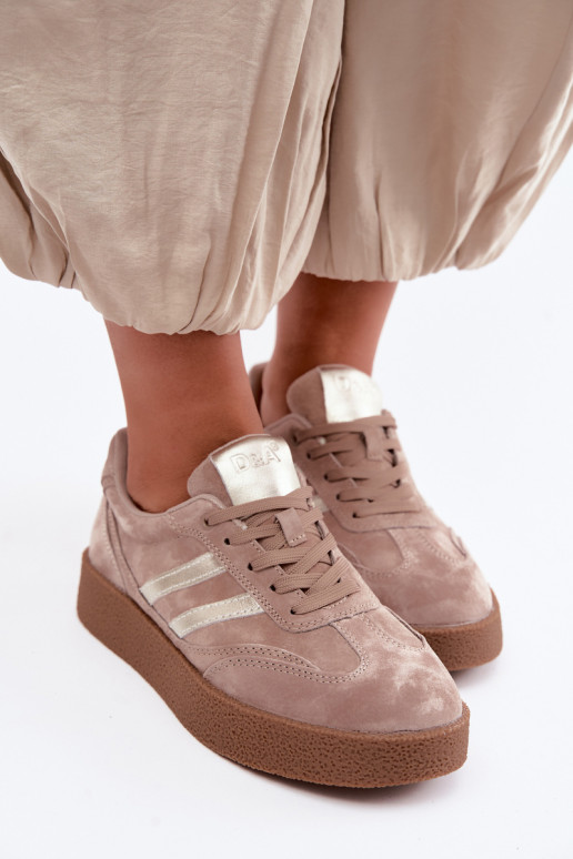 Zapatillas de cuero para mujer con plataforma D&A LR62-7107 arena