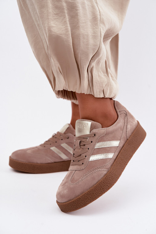 Zapatillas de cuero para mujer con plataforma D&A LR62-7107 arena
