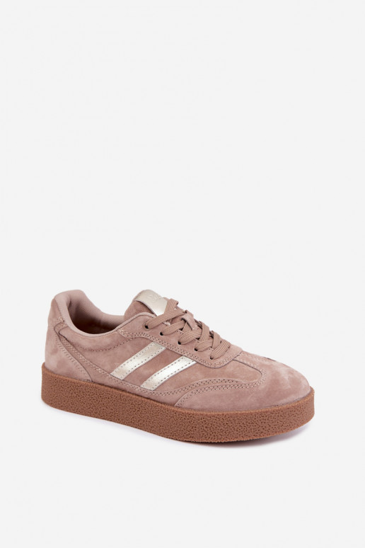 Zapatillas de cuero para mujer con plataforma D&A LR62-7107 arena