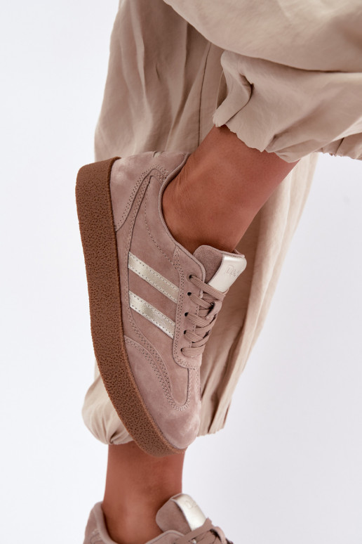 Zapatillas de cuero para mujer con plataforma D&A LR62-7107 arena