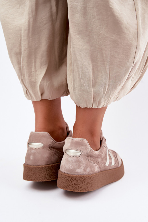 Zapatillas de cuero para mujer con plataforma D&A LR62-7107 arena