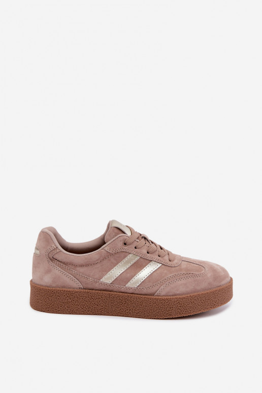 Zapatillas de cuero para mujer con plataforma D&A LR62-7107 arena