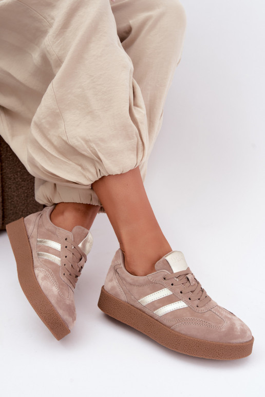 Zapatillas de cuero para mujer con plataforma D&A LR62-7107 arena