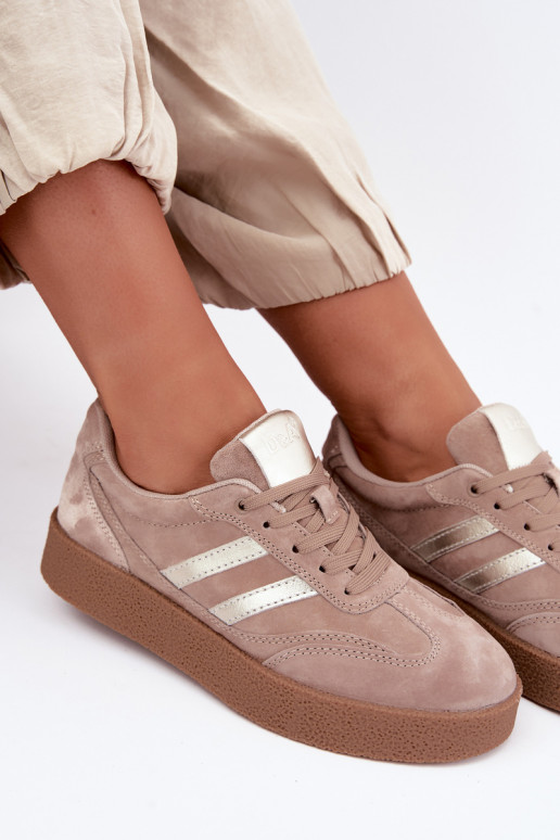 Zapatillas de cuero para mujer con plataforma D&A LR62-7107 arena