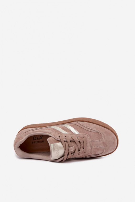 Zapatillas de cuero para mujer con plataforma D&A LR62-7107 arena
