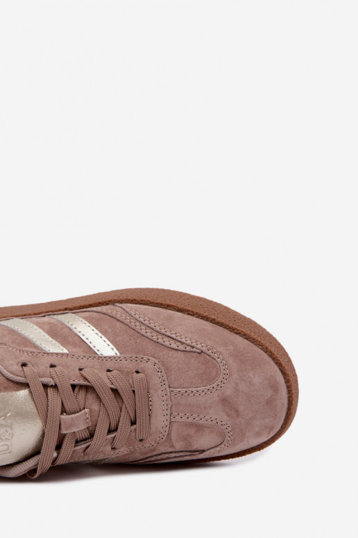 Zapatillas de cuero para mujer con plataforma D&A LR62-7107 arena