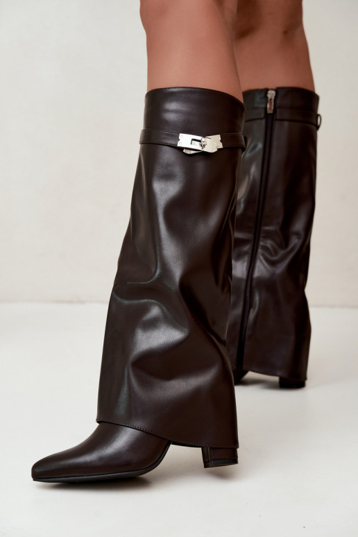 Botas altas para mujer con forro y tacones de chocolate Salia