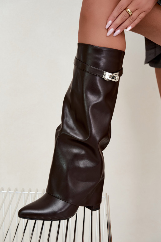 Botas altas para mujer con forro y tacones de chocolate Salia