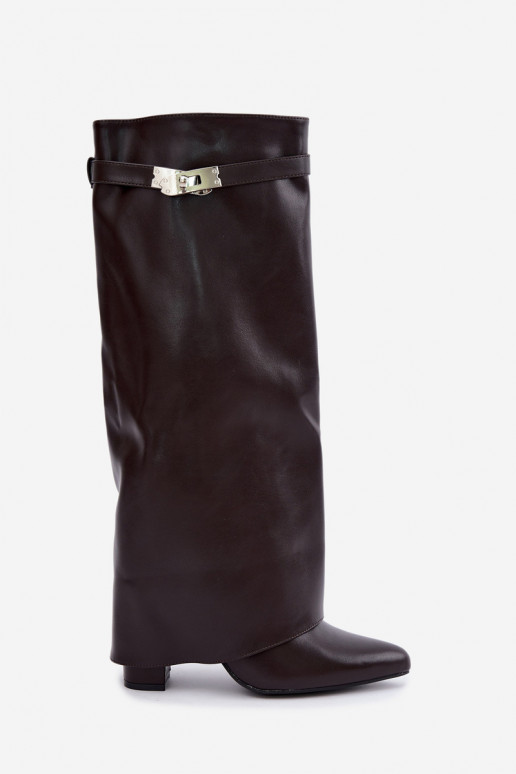 Botas altas para mujer con forro y tacones de chocolate Salia