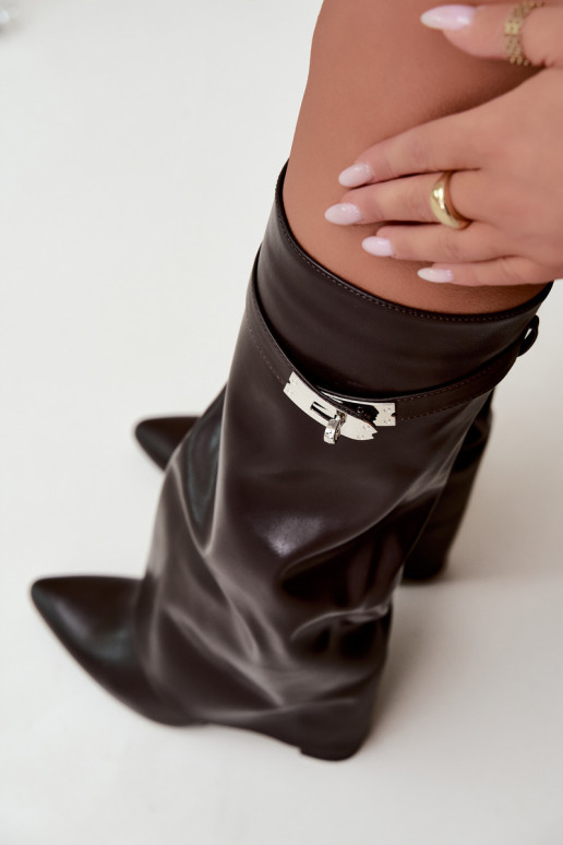 Botas altas para mujer con forro y tacones de chocolate Salia