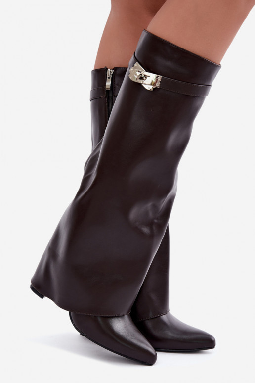 Botas altas para mujer con forro y tacones de chocolate Salia
