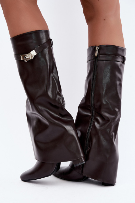 Botas altas para mujer con forro y tacones de chocolate Salia