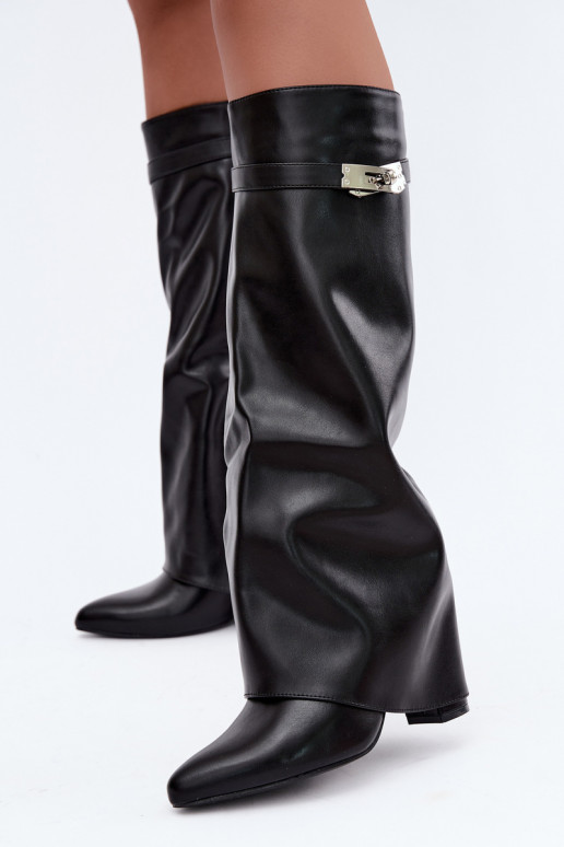 Botas altas para mujer con forro y tacones negros Salia