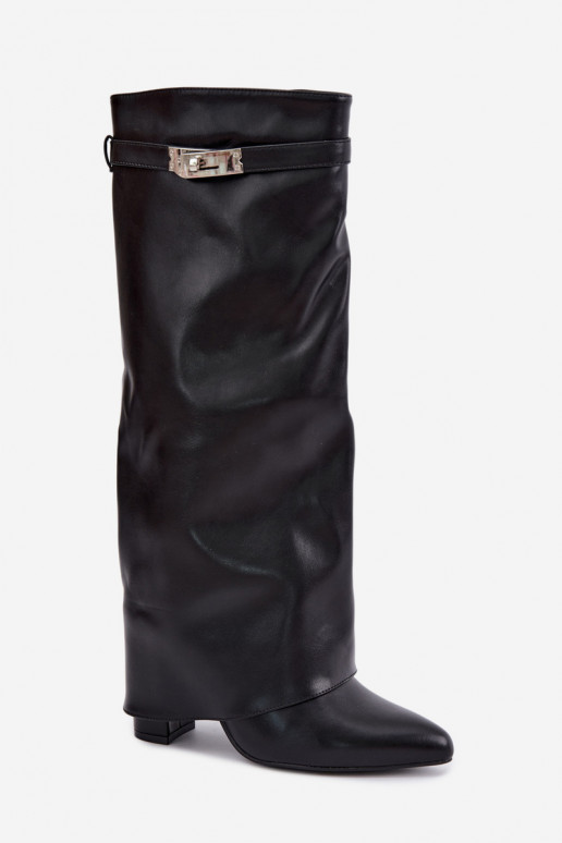 Botas altas para mujer con forro y tacones negros Salia