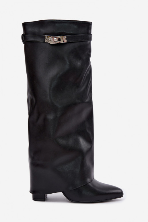 Botas altas para mujer con forro y tacones negros Salia