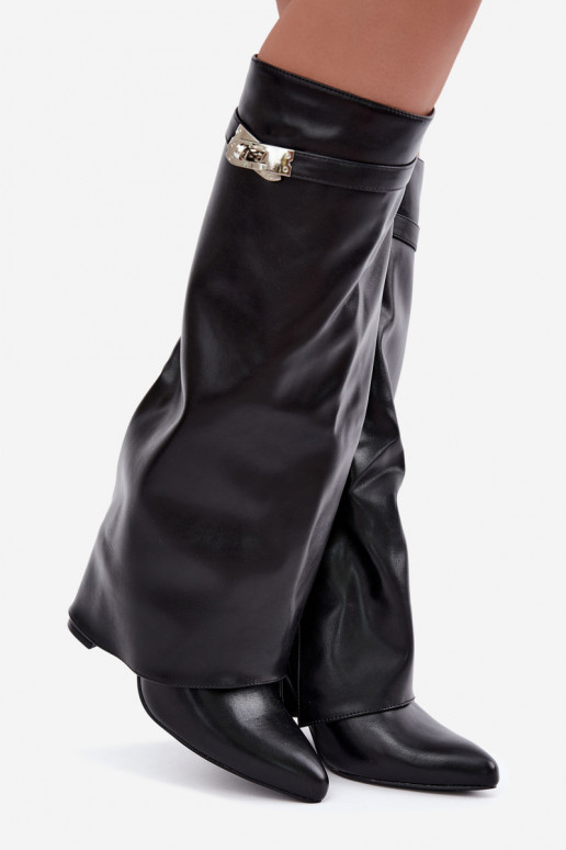 Botas altas para mujer con forro y tacones negros Salia