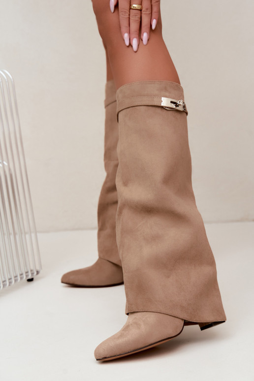 Botas altas para mujer con forro y tacones de arena Salia