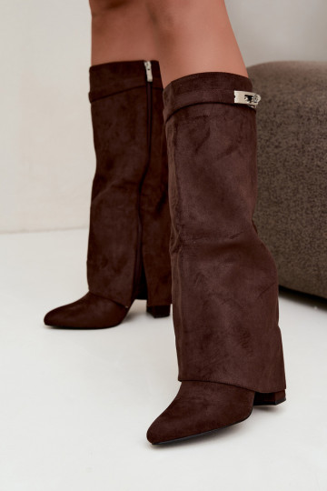 Botas altas para mujer con forro y tacones de chocolate Salia 2