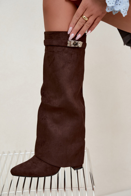 Botas altas para mujer con forro y tacones de chocolate Salia