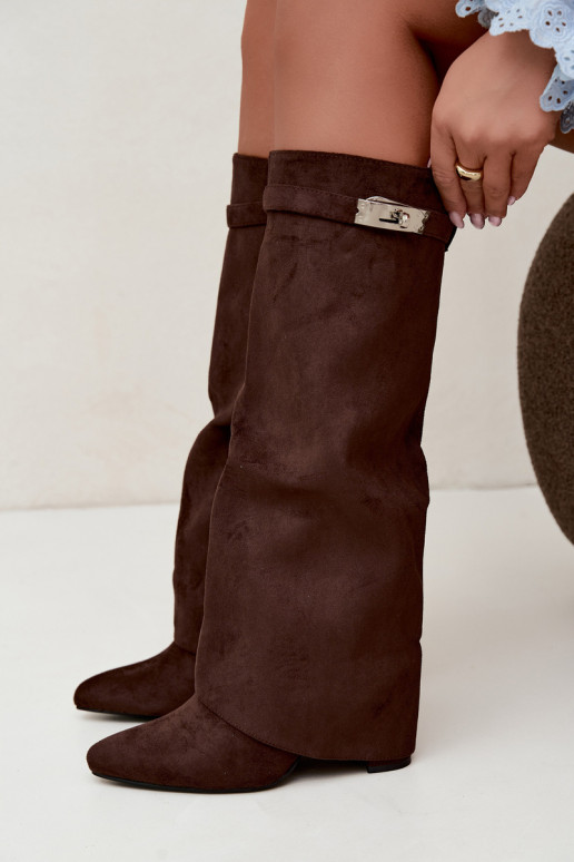 Botas altas para mujer con forro y tacones de chocolate Salia