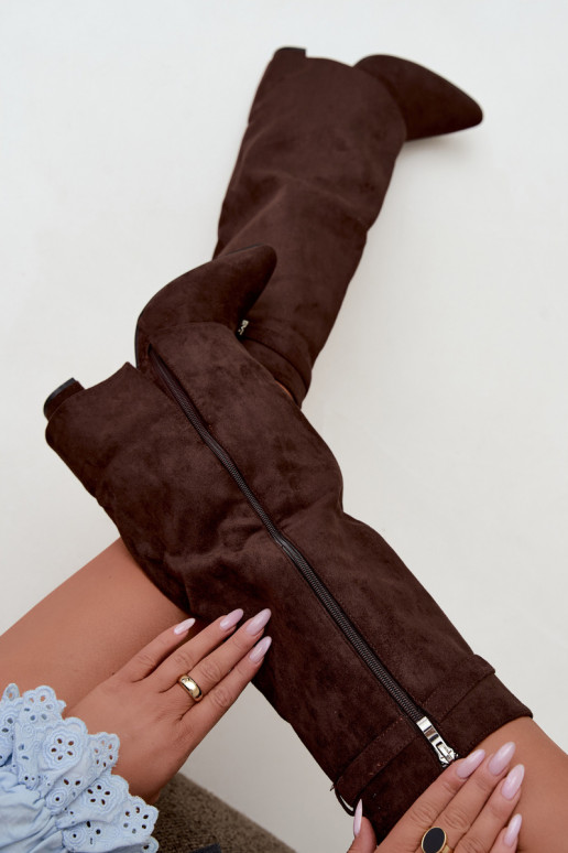 Botas altas para mujer con forro y tacones de chocolate Salia