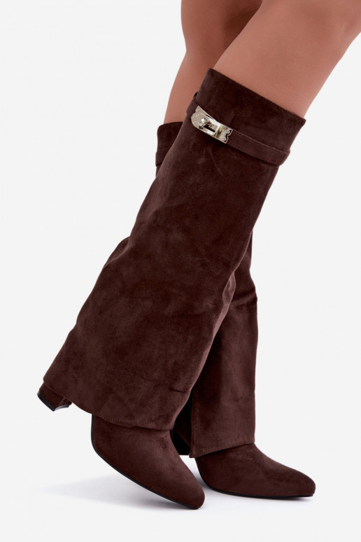 Botas altas para mujer con forro y tacones de chocolate Salia