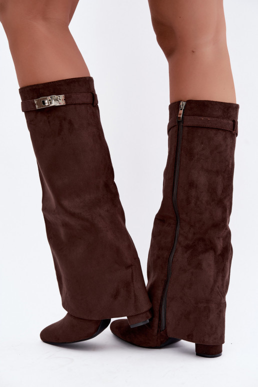 Botas altas para mujer con forro y tacones de chocolate Salia