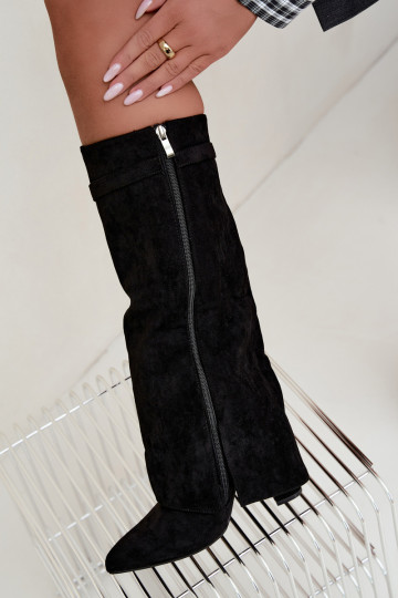 Botas altas para mujer con forro y tacones negros Salia 2