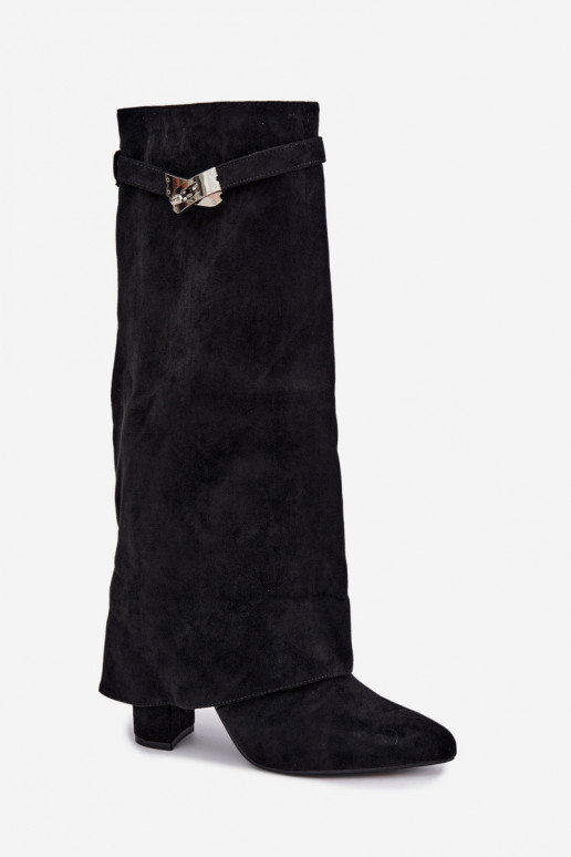Botas altas para mujer con forro y tacones negros Salia