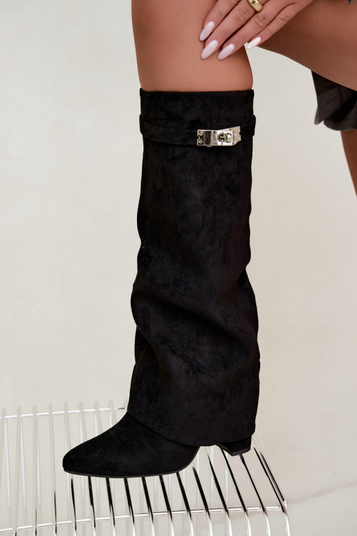 Botas altas para mujer con forro y tacones negros Salia