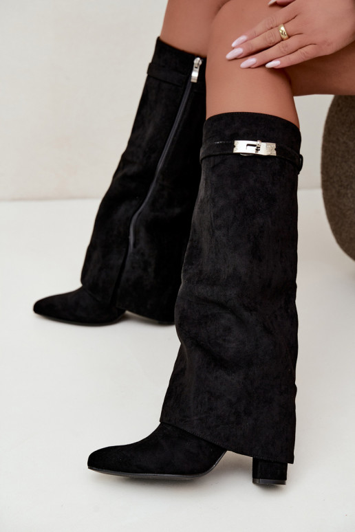 Botas altas para mujer con forro y tacones negros Salia