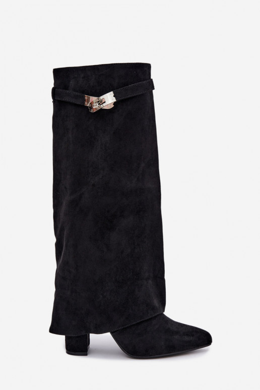 Botas altas para mujer con forro y tacones negros Salia