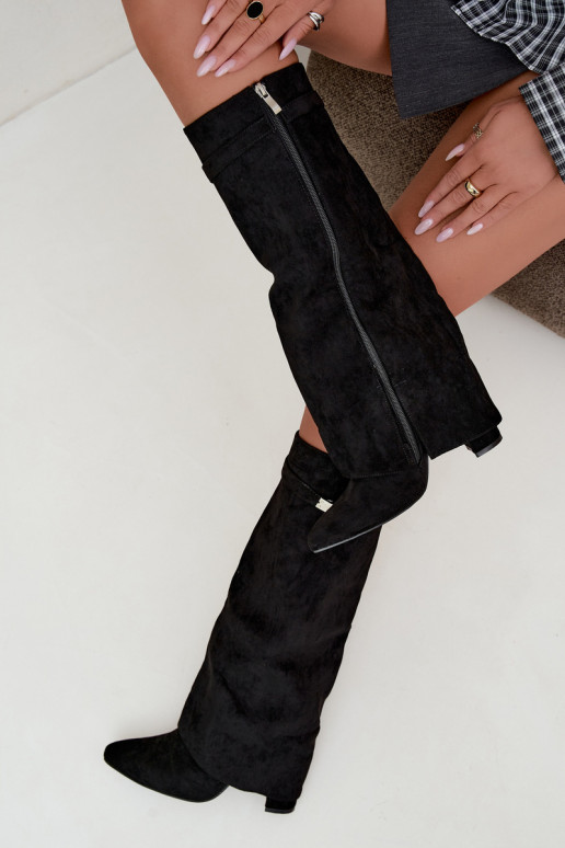 Botas altas para mujer con forro y tacones negros Salia
