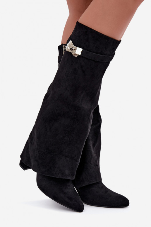 Botas altas para mujer con forro y tacones negros Salia