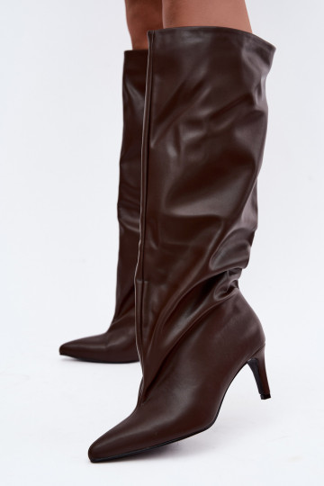Botines cálidos para mujer con tacones finos chocolate Olivienne