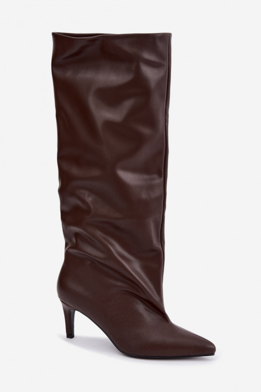 Botines cálidos para mujer con tacones finos chocolate Olivienne