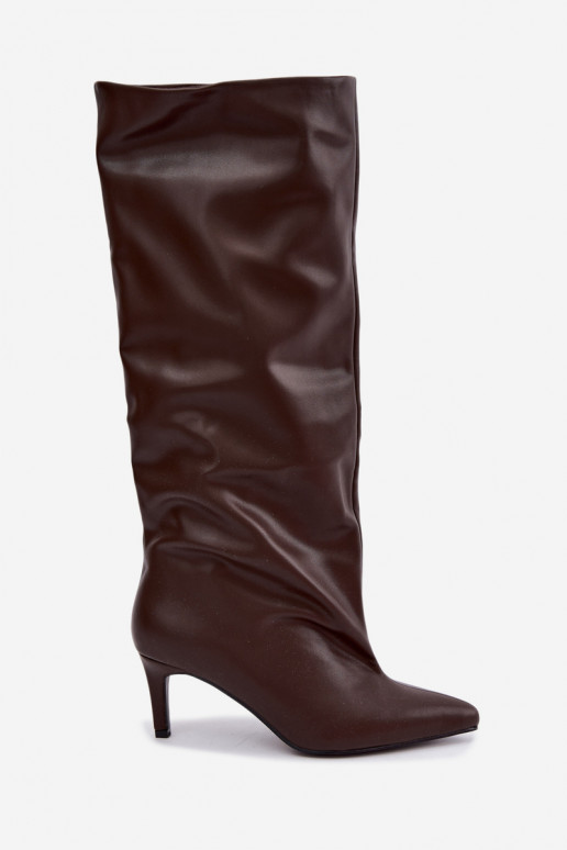 Botines cálidos para mujer con tacones finos chocolate Olivienne