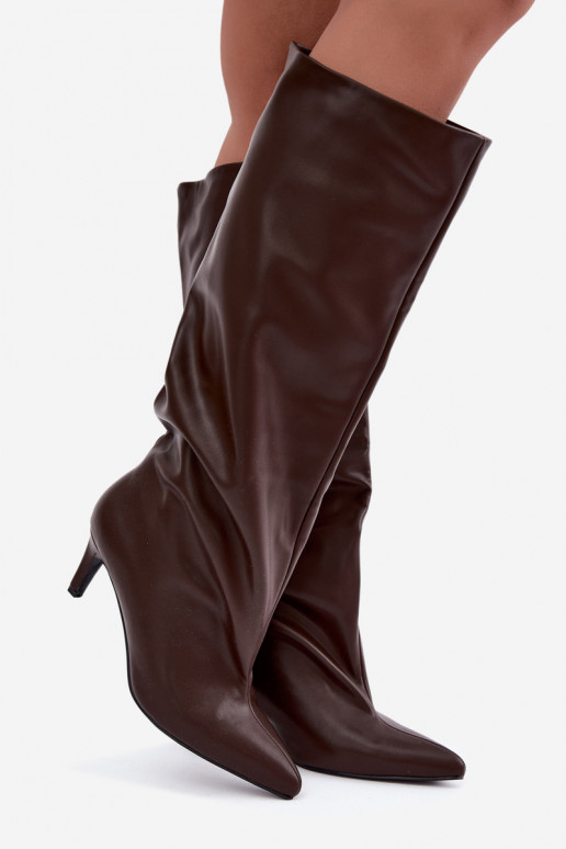 Botines cálidos para mujer con tacones finos chocolate Olivienne
