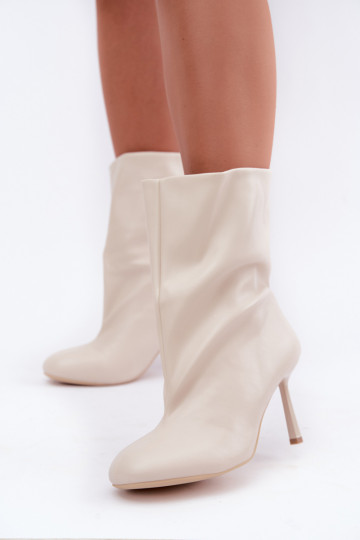 Botines de tobillo con tacones finos marfil Jalisa
