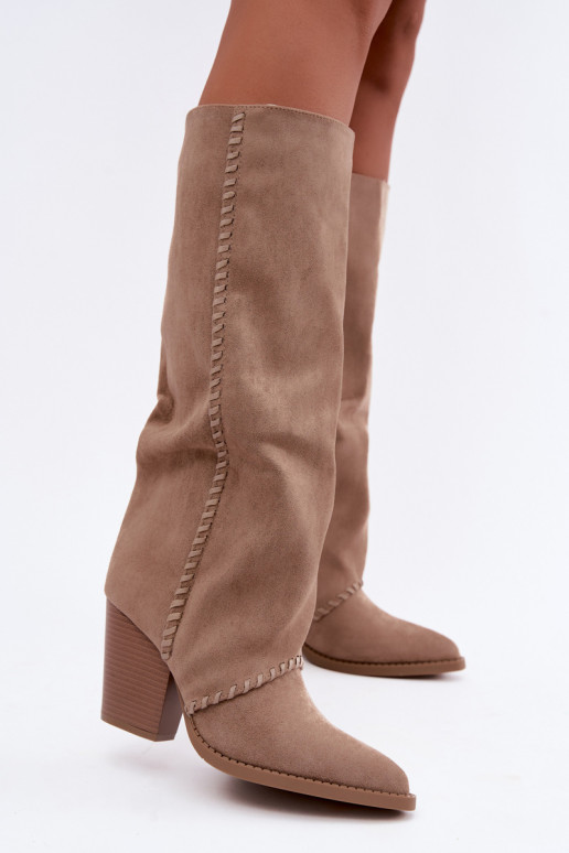 Botas altas para mujer de estilo vaquero con tacón bloque arena Noeline