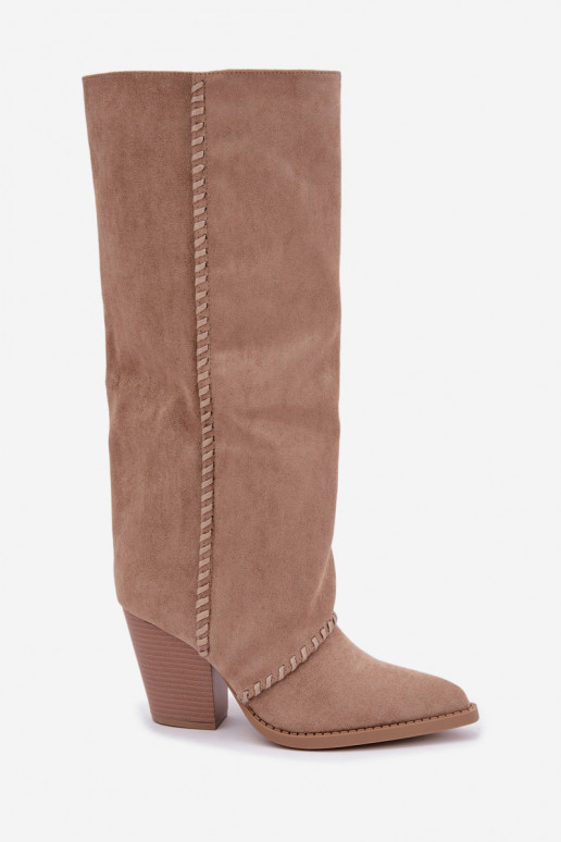 Botas altas para mujer de estilo vaquero con tacón bloque arena Noeline